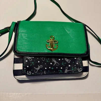 Bolso Bandolera Betsey Johnson Ancla Náutica Kelly Verde Azul Foto 1 de 4