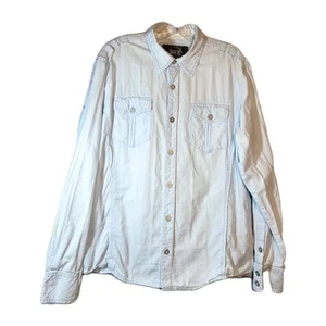 Buckle BKE Mens Shirt Button Up Metal Button Light Blue Size L Western County  - Picture 1 of 10