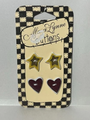 Alma Lynne Buttons Vintage Ceramic  Stars and Hearts on Card Westwater - Image 1 of 4