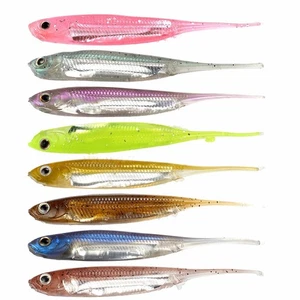 6pcs Soft Plastic Fishing Lure Minnow Silicone Wiggle Swimming Tail Bass 8cm/3g - Picture 1 of 20