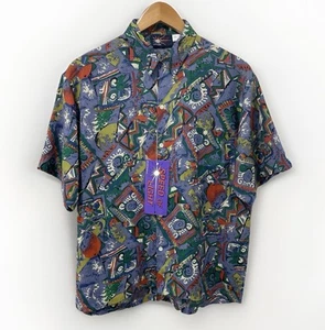 Vintage 90s Deadstock Funky Pattern Short Sleeve Shirt Mens S 36" Relaxed Skater - Bild 1 von 17