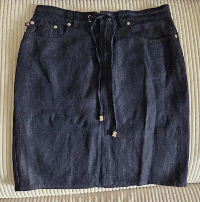 Polo Jeans Co. Ralph Lauren Mujer Azul Denim Falda Talla 8 Mezcla Algodón/Lino Foto 1 de 4