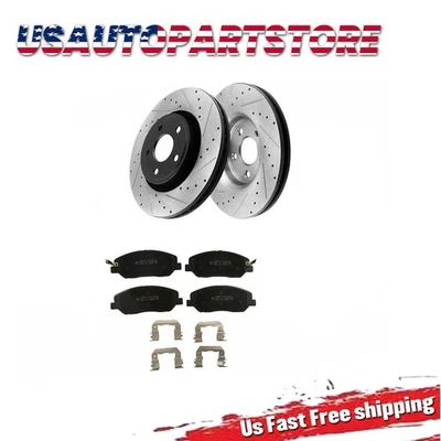 11.7in Front Drilled Brake Rotors Ceramic Pads for 2007 -2009 Hyundai Santa Fe Foto 1 de 4
