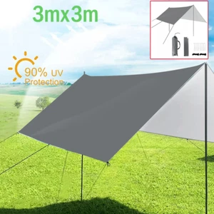 Tarp 3x3M Wasserdicht, Camping Zeltplane, Anti-UV Schnee Regen Sonnen Schutz Set - Bild 1 von 19