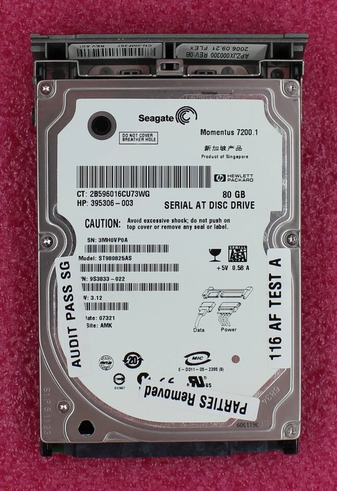 395306-003 - HP 80Gb SATA 2.5 inch Hard Disk Drive - Image 1 of 1
