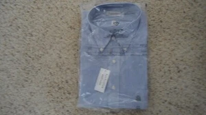 Mens Van Heusen Pinpoint Shirt Blue Stripe 17 1/2 34 35 Easy Care - Picture 1 of 8