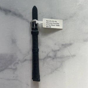 DeBeer Paris Watch band 10mm Black Crocodile #413-10L (Long) Straps Bargains Buy - Picture 1 of 4