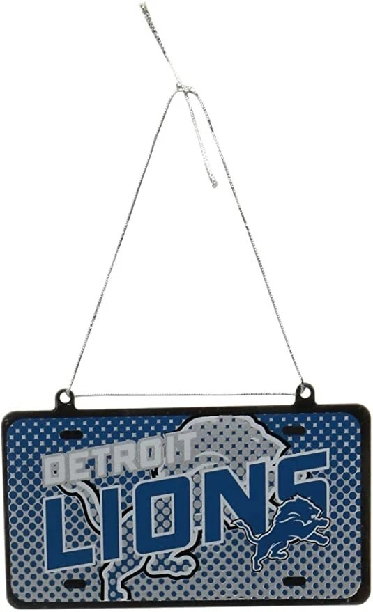 Adorno de árbol de Navidad de vacaciones con matrícula de metal de los Detroit Lions Foto 1 de 1