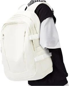 Backpack for Men Women, College High School Book Bag, Beige - Picture 1 of 6