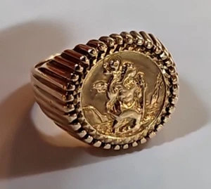 Münzring 9 kt Gelbgold St Christophorus, Größe T - Bild 1 von 10