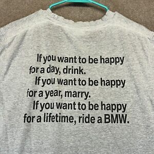 BMW Motorrad T Shirt Men's Large Gray Motorcycle Lifetime Happiness Short Sleeve