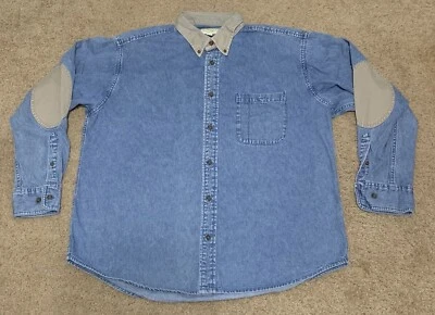 Camisa vaquera grande manga larga Cabelas para hombre parche en el codo abotonada de colección Foto 1 de 4