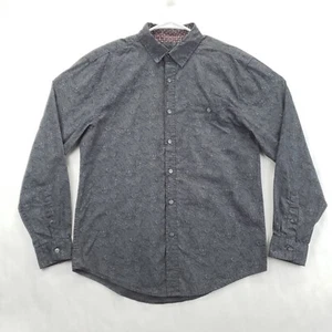 Bruno Shirt Mens Medium Black Paisley 100% Cotton Flip Cuffs Classic Button-Up - Picture 1 of 13
