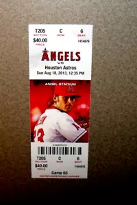 LA Angels 8/18/2013 Full Ticket Stub LJ Hoes 1st HR Josh Hamilton HR Trumbo HR - Picture 1 of 3
