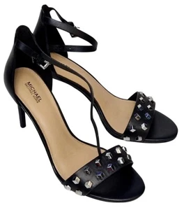 Sandalia MICHAEL KORS Valencia Cuero Negro Tachonado Tacones Altos Damas EU 40 UK 7 - Imagen 1 de 10