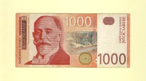 YUGOSLAVIA 1000 DINARA 2001 P-158a F++ Serial: AA - Picture 1 of 2