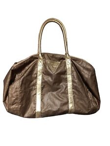 Guess Duffle bag metallic brown and gold trim EUC rare
