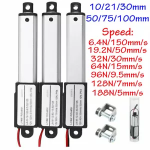 DC 12V Micro Mini Elektrischer Linearantrieb 10 mm 100 mm 6,4 N 188N Schnell bis 150 mm/S - Bild 1 von 25