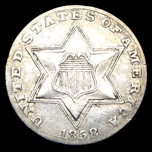 1858 Silver Three Cent Piece 3cp Type Coin ---- Stunning Details ---- #XD252 - Picture 1 of 2