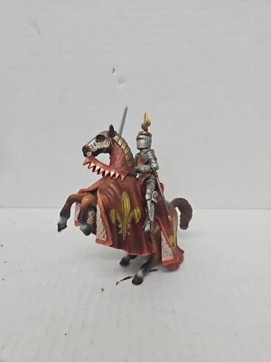 Schleich 2003 cría caballo marrón y caballero rojo y dorado medieval retirado Foto 1 de 4