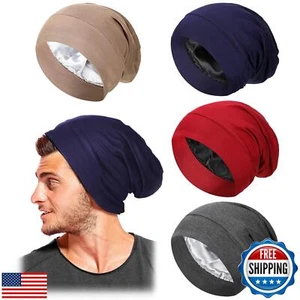 4 Stück Satin gefütterte Schlafhaube Seide Schlafmütze lässig Beanie Mütze Nacht Sleepi - Bild 1 von 5