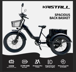 Kristall EX400 Fat Tire Electric Tricycle 1000W 48V 20AH Cargo 140KM Range AU - Picture 1 of 13