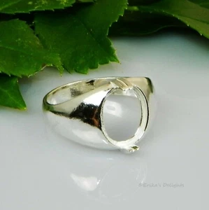 Herren Oval (10x8 - 18x13) Cabochon (Cab) Sterlingsilber RING Einstellung (# 163-032) - Bild 1 von 1
