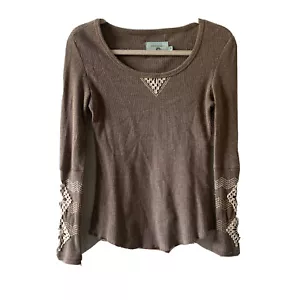 Top Judith March Anthropologie piccolo multicolore waffle maglia boho uncinetto accenti - Foto 1 di 6