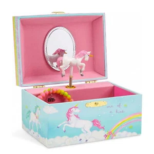 Girl'S Musical Jewelry Storage Box with Spinning Unicorn, Rainbow Design, the Un - Picture 1 of 12