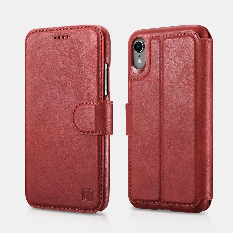 iPhone X Genuine Leather Detachable 2 in 1 Mobile Phone Wallet Folio Case red - Image 1 of 1