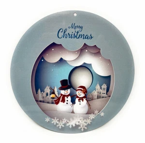 BUON NATALE Mr & Mrs Pupazzo di Neve 8" Insegna Resistenza Meteo Alluminio Vacanze - Foto 1 di 4