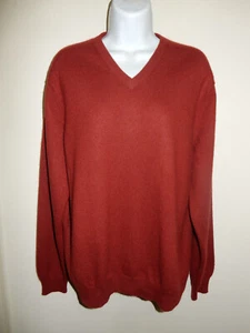 SUÉTER CUELLO EN V 100% CACHEMIRA ROJO TERRACOTA/LADRILLO MANGA LARGA PARA HOMBRE HABITACIÓN CLUB M - Imagen 1 de 11