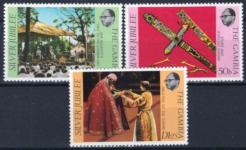 ZAYIX Gambia 345-347 MNH Silver Jubilee Queen Elizabeth II 061923S129M Cover