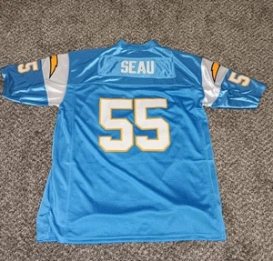 Junior Seau XL (50) Blue #55 San Diego Chargers NFL Football Jersey New - Picture 1 of 2