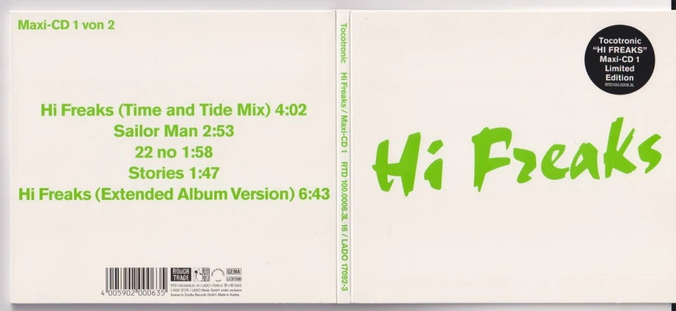 Tocotronic – Hi Freaks - CD Part 1 - 5 Track Digipak Maxi CD 2002  L'Age D'Or - Bild 1 von 1