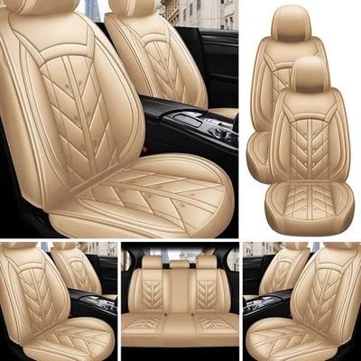 Universal Luxury PU Leather Car Seat Covers Front +Rear 5-Seats Cushion Full Set Foto 1 de 4