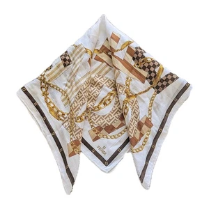 Autentica sciarpa FENDI bianca jacquard cotone fazzoletto tasca quadrata 22,5" x 22,5" - Foto 1 di 7