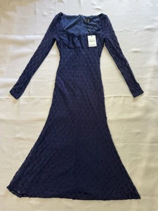 Bardot Women's Blue Adoni Textured Flower Lace Sheath Midi Maxi Dress Size M NEW - Picture 1 of 22