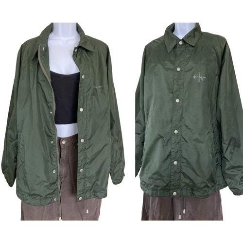 COACH Giacca antipioggia vintage anni 90 Y2k CK Calvin Klein Rave nylon allenatore sport Gorp XL