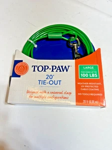 Top Paw 20’ Cable Tie Out - LARGE DOGS 100lbs NEW FAST FREE SHIPPING - Picture 1 of 2
