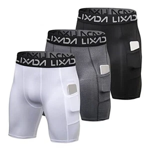 Men's Compression Shorts Pants 3Packs, Performance Small A-black&grey&white - Picture 1 of 7