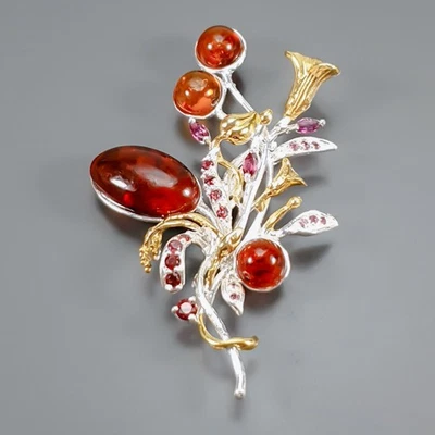 Broche ámbar natural joyería plata de ley 925/NB30520 Foto 1 de 4