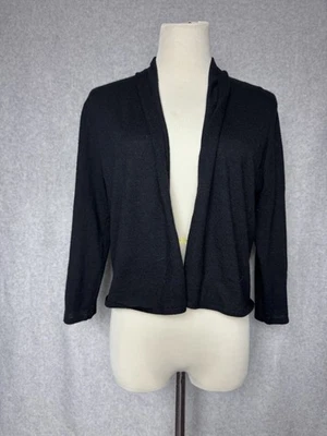 Осень кашемир женщин L короткий кардиган открытый передний черный * недостаток (см. рисунок) - Изображение 1 из 4