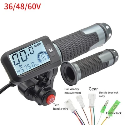 Sleek Aluminum Alloy Throttle Grip with LED Display for 48V Electric Bike - image 1 of 4