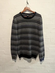 Volcom True To This striped knit medium grey pullover jumper - Picture 1 of 7