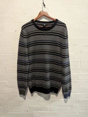 Volcom True To This striped knit medium grey pullover jumper - Image 1 of 4