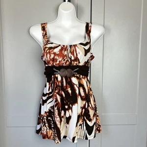VTG Wrapper Womens LG Babydoll Sleeveless Top Milkmaid Peasant Multicolor Y2K - Picture 1 of 8