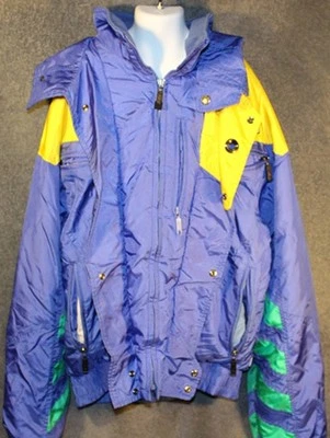 Boys SPYDER BLUE YELLOW GREEN Thinsulate Winter WINDBREAKER SKI JACKET Size 16 - Image 1 of 4