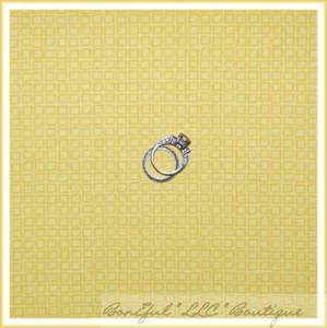 BonEful Fabric FQ Cotton Quilt VTG Yellow Baby Unisex Square Block Check Stripe - Picture 1 of 6