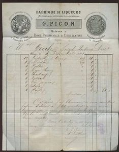 ALGERIEN 1868 NAPOLEON 20c ILLUST.BILLHEAD PICON LIQUERS - Bild 1 von 1